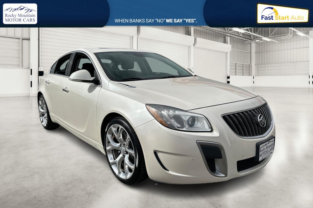 2012 White Buick Regal GS (2G4GV5GV1C9) with an 2.2L L4 DOHC 16V TURBO engine, Automatic, 6-Spd w/Overdrive and Shift Control transmission, located at 767 S State Road, Pleasant Grove, UT, 84062, (801) 785-1058, 40.354839, -111.736687 - Photo #0