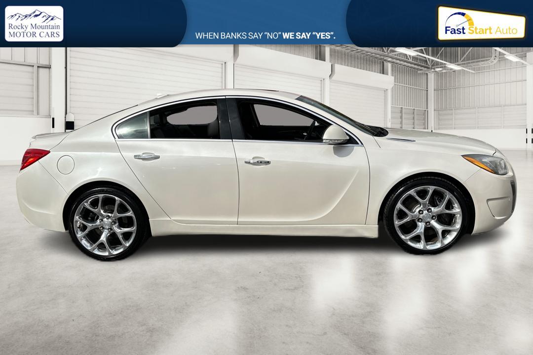 2012 White Buick Regal GS (2G4GV5GV1C9) with an 2.2L L4 DOHC 16V TURBO engine, Automatic, 6-Spd w/Overdrive and Shift Control transmission, located at 767 S State Road, Pleasant Grove, UT, 84062, (801) 785-1058, 40.354839, -111.736687 - Photo #1