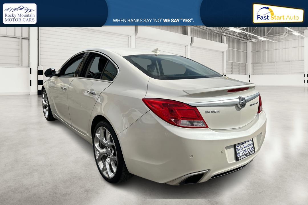 2012 White Buick Regal GS (2G4GV5GV1C9) with an 2.2L L4 DOHC 16V TURBO engine, Automatic, 6-Spd w/Overdrive and Shift Control transmission, located at 767 S State Road, Pleasant Grove, UT, 84062, (801) 785-1058, 40.354839, -111.736687 - Photo #4
