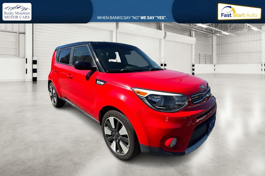 2019 Red Kia Soul + (KNDJP3A53K7) with an 2.0L L4 DOHC 16V engine, 6A transmission, located at 767 S State Road, Pleasant Grove, UT, 84062, (801) 785-1058, 40.354839, -111.736687 - Photo #0
