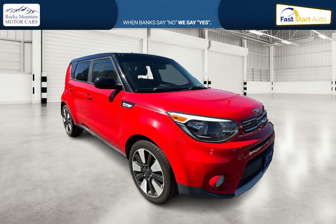 2019 Red Kia Soul + (KNDJP3A53K7) with an 2.0L L4 DOHC 16V engine, 6A transmission, located at 767 S State Road, Pleasant Grove, UT, 84062, (801) 785-1058, 40.354839, -111.736687 - Photo #0