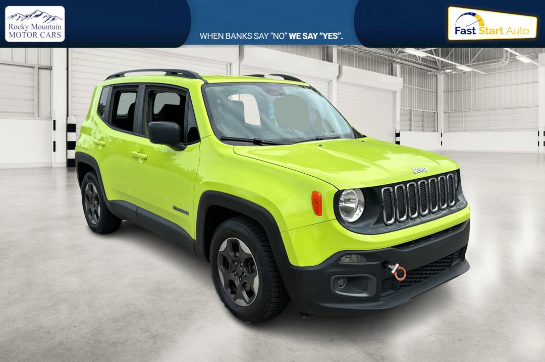 2017 Green Jeep Renegade Sport FWD (ZACCJAAB3HP) with an 2.4L L4 DOHC 16V engine, 6M transmission, located at 767 S State Road, Pleasant Grove, UT, 84062, (801) 785-1058, 40.354839, -111.736687 - Photo#0