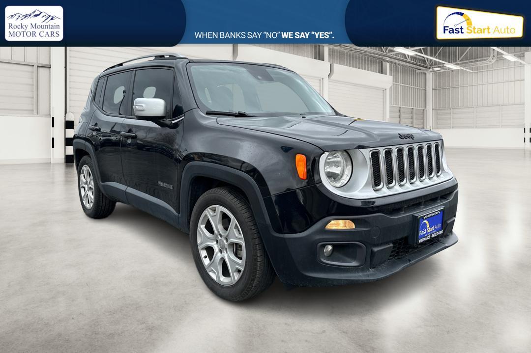2015 Black Jeep Renegade Limited FWD (ZACCJADT8FP) with an 2.4L L4 engine, 9-Speed Automatic transmission, located at 767 S State Road, Pleasant Grove, UT, 84062, (801) 785-1058, 40.354839, -111.736687 - Photo #0