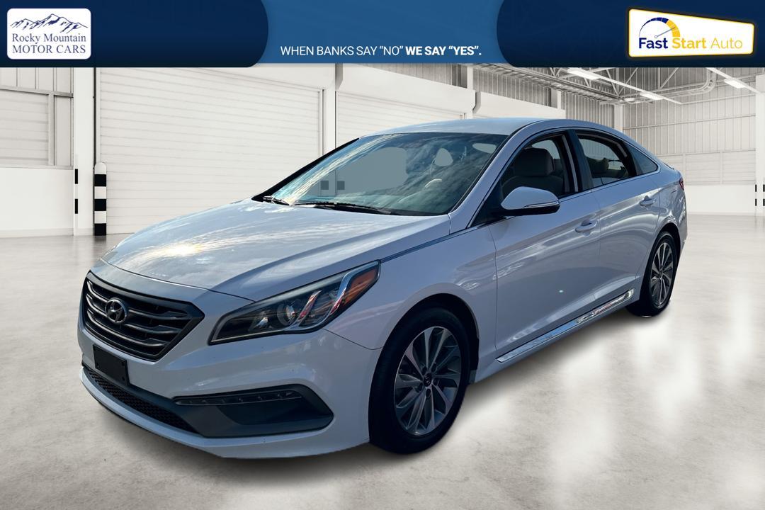 2015 White Hyundai Sonata Sport (5NPE34AF9FH) with an 2.4L L4 DOHC 16V engine, 6-Speed Automatic transmission, located at 7755 State Street, Midvale, UT, 84047, (801) 753-9063, 40.610329, -111.892159 - Photo #6