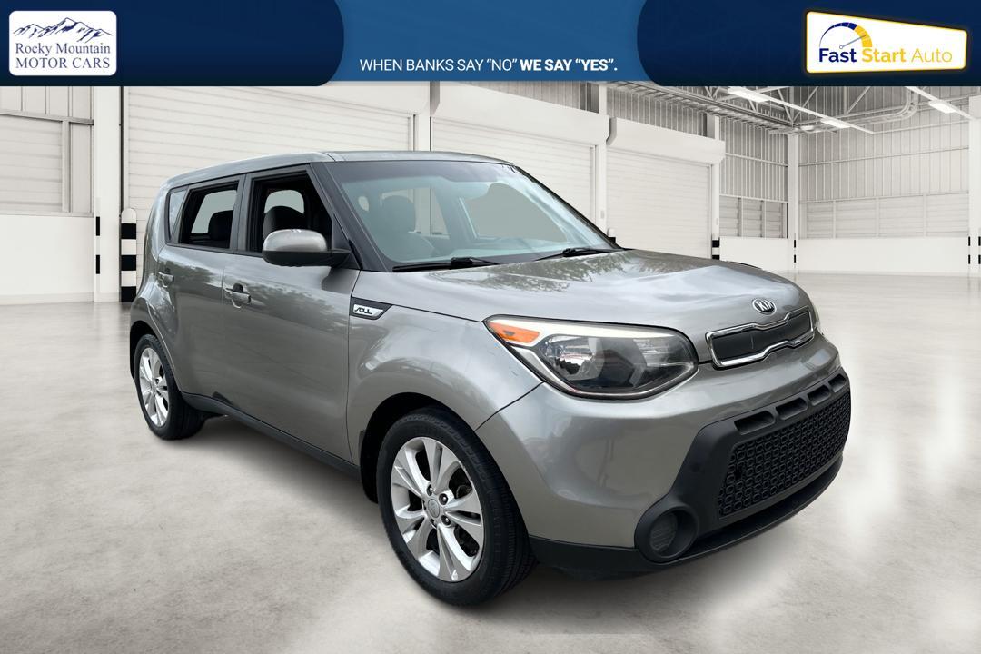 2015 Gray Kia Soul + (KNDJP3A51F7) with an 2.0L L4 DOHC 16V engine, 6-Speed Automatic transmission, located at 767 S State Road, Pleasant Grove, UT, 84062, (801) 785-1058, 40.354839, -111.736687 - Photo #0