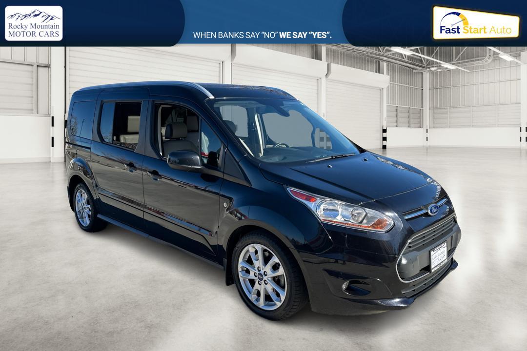 2015 Black Ford Transit Connect Wagon Titanium w/Rear Liftgate LWB (NM0GE9G72F1) with an 2.5L L4 DOHC 16V engine, 6-Speed Automatic transmission, located at 767 S State Road, Pleasant Grove, UT, 84062, (801) 785-1058, 40.354839, -111.736687 - Photo #0