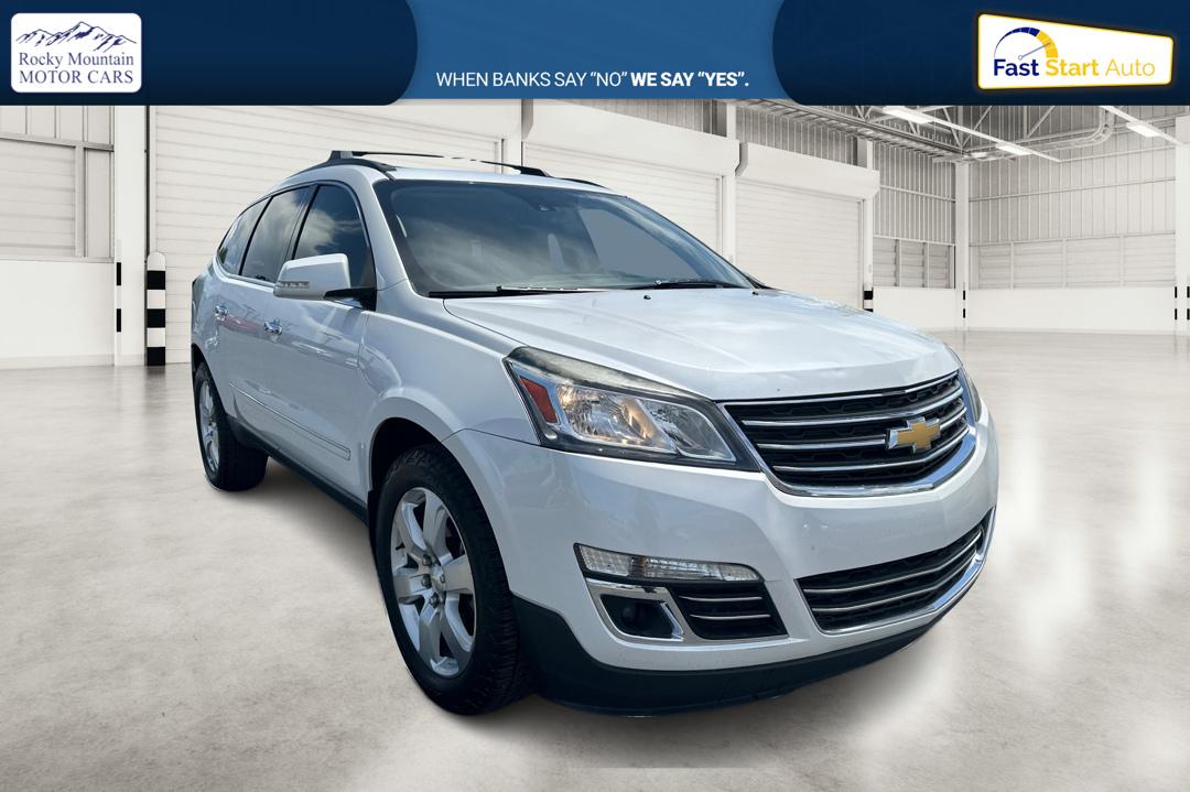 2017 White Chevrolet Traverse Premier FWD (1GNKRJKDXHJ) with an 3.6L V6 DOHC 24V engine, 6A transmission, located at 7755 State Street, Midvale, UT, 84047, (801) 753-9063, 40.610329, -111.892159 - Photo#0