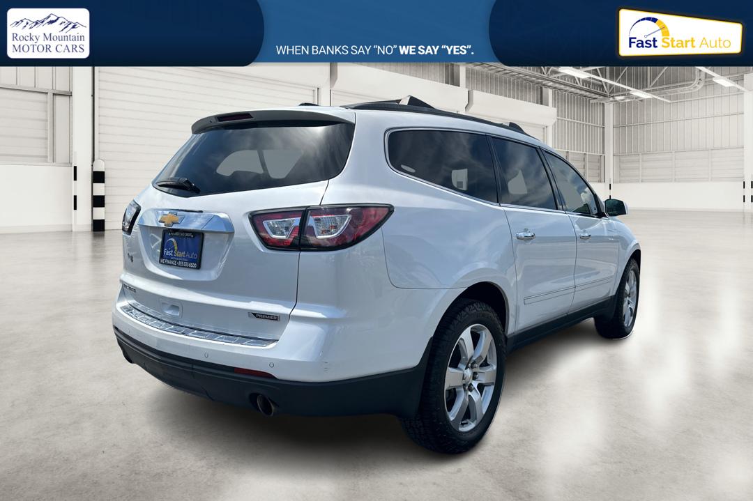 2017 White Chevrolet Traverse Premier FWD (1GNKRJKDXHJ) with an 3.6L V6 DOHC 24V engine, 6A transmission, located at 7755 State Street, Midvale, UT, 84047, (801) 753-9063, 40.610329, -111.892159 - Photo#2
