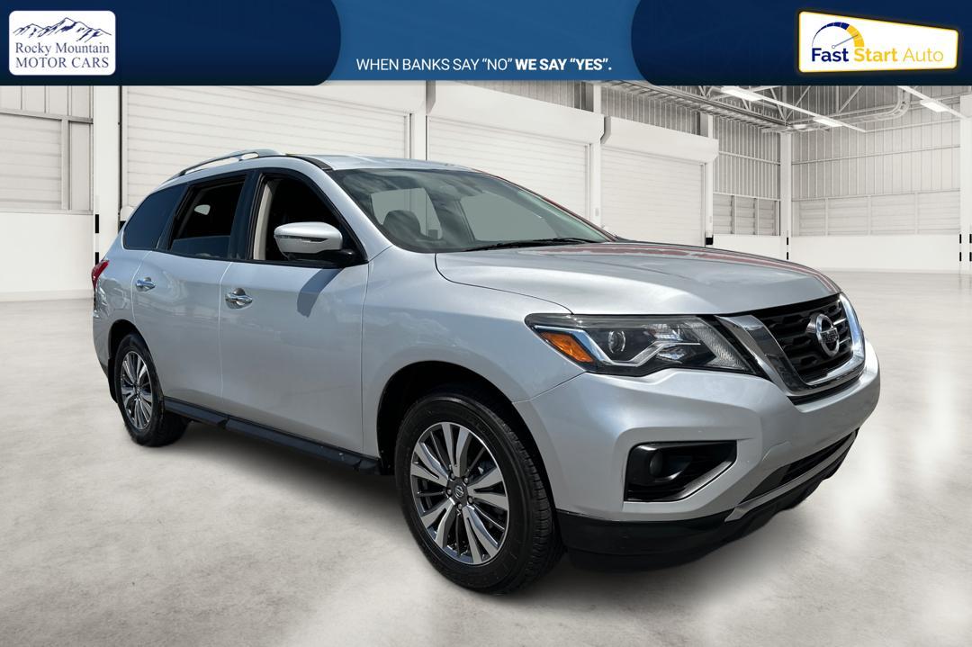 2018 Silver Nissan Pathfinder (5N1DR2MN7JC) with an V6 3.5 Liter engine, Automatic, Xtronic CVT transmission, located at 767 S State Road, Pleasant Grove, UT, 84062, (801) 785-1058, 40.354839, -111.736687 - Photo #0