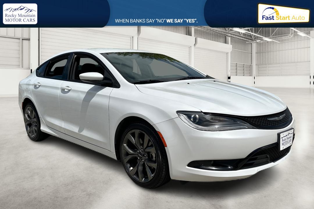 2015 White Chrysler 200 S (1C3CCCBGXFN) with an 3.6L V6 DOHC 24V FFV engine, 9-Speed Automatic transmission, located at 767 S State Road, Pleasant Grove, UT, 84062, (801) 785-1058, 40.354839, -111.736687 - Photo #0