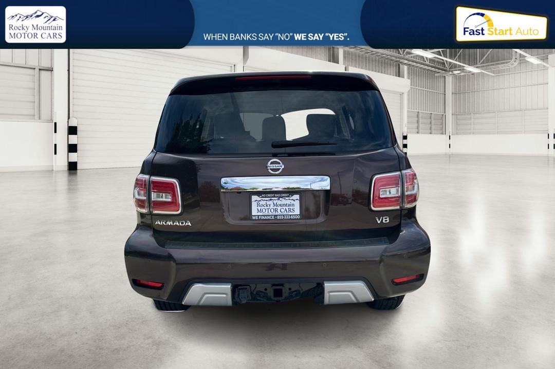 2018 Brown Nissan Armada Platinum 2WD (JN8AY2ND1J9) with an 5.6L V8 DOHC 32V engine, 7A transmission, located at 767 S State Road, Pleasant Grove, UT, 84062, (801) 785-1058, 40.354839, -111.736687 - Photo#4