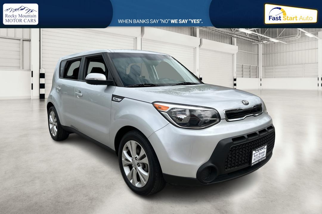 2014 Silver Kia Soul + (KNDJP3A52E7) with an 2.0L L4 DOHC 16V engine, 6-Speed Automatic transmission, located at 767 S State Road, Pleasant Grove, UT, 84062, (801) 785-1058, 40.354839, -111.736687 - Photo #0