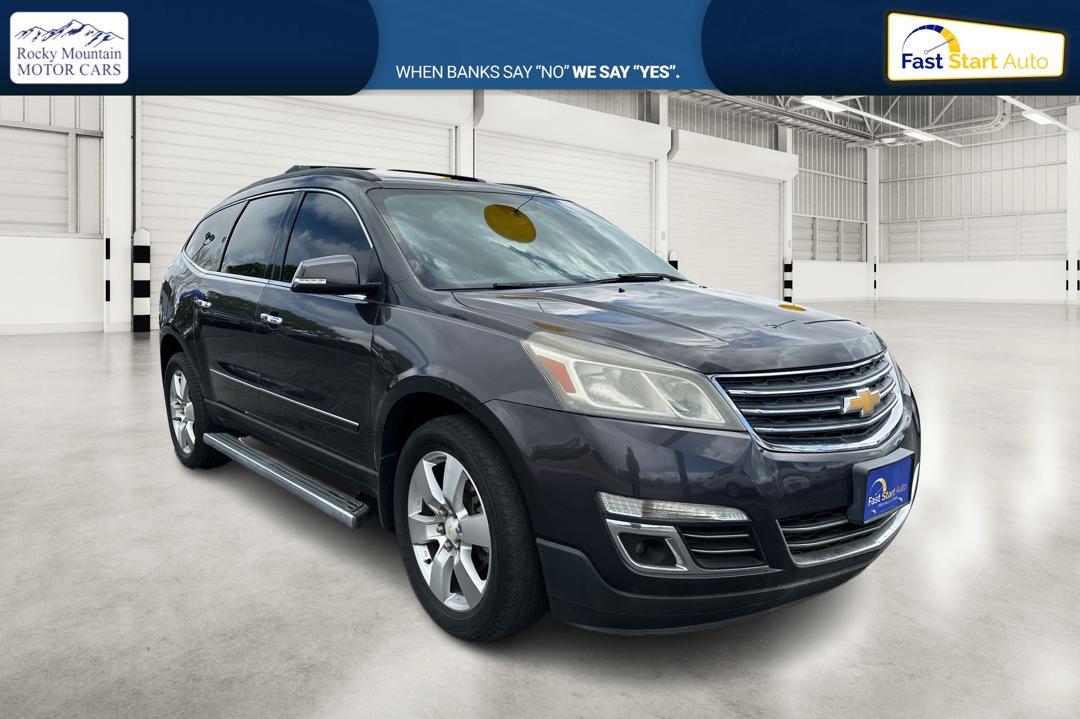 2014 Gray Chevrolet Traverse LTZ FWD (1GNKRJKD6EJ) with an 3.6L V6 DOHC 24V engine, 6-Speed Automatic transmission, located at 7755 State Street, Midvale, UT, 84047, (801) 753-9063, 40.610329, -111.892159 - Photo #0