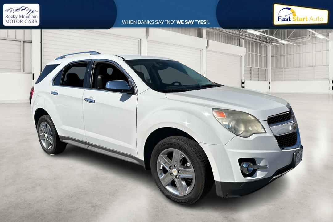 2014 White Chevrolet Equinox LTZ 2WD (2GNALDEK3E6) with an 2.4L L4 DOHC 16V engine, 6-Speed Automatic transmission, located at 344 S Washington Blvd, Ogden, UT, 84404, (801) 399-1799, 41.255482, -111.970848 - Photo#0