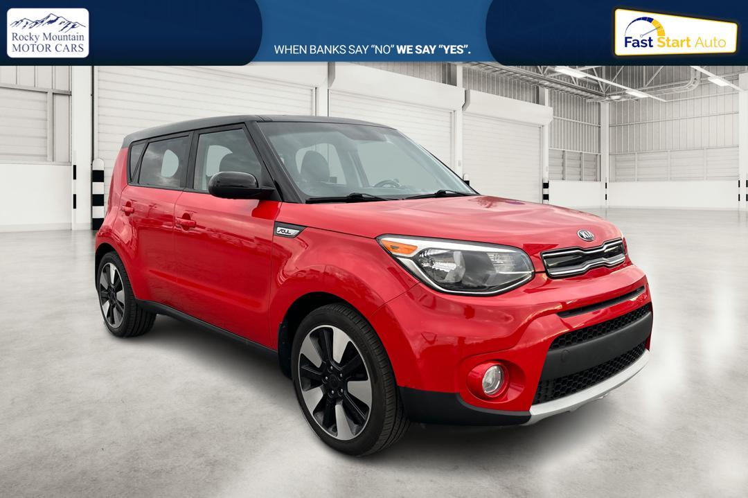 2019 Red Kia Soul + (KNDJP3A59K7) with an 2.0L L4 DOHC 16V engine, 6A transmission, located at 7755 State Street, Midvale, UT, 84047, (801) 753-9063, 40.610329, -111.890656 - Photo#0