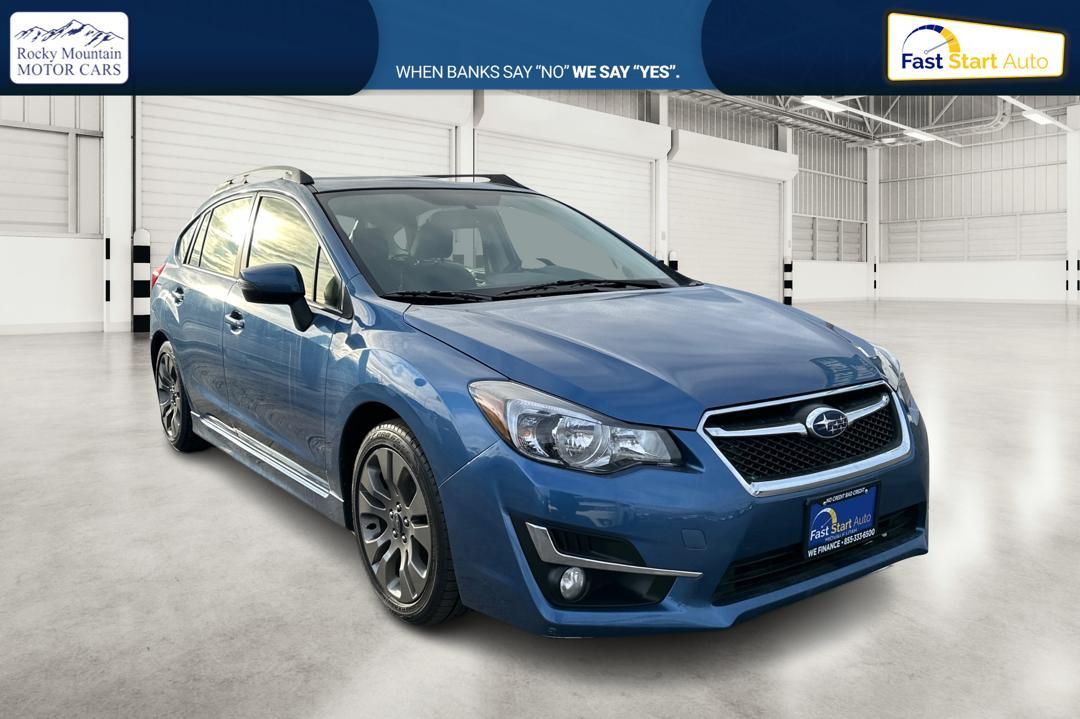 2015 Blue Subaru Impreza 2.0i Sport Limited PZEV 5-Door (JF1GPAW69F8) with an 2.0L H4 DOHC 16V engine, Continuously Variable Transmission transmission, located at 7755 State Street, Midvale, UT, 84047, (801) 753-9063, 40.610329, -111.892159 - Photo#0