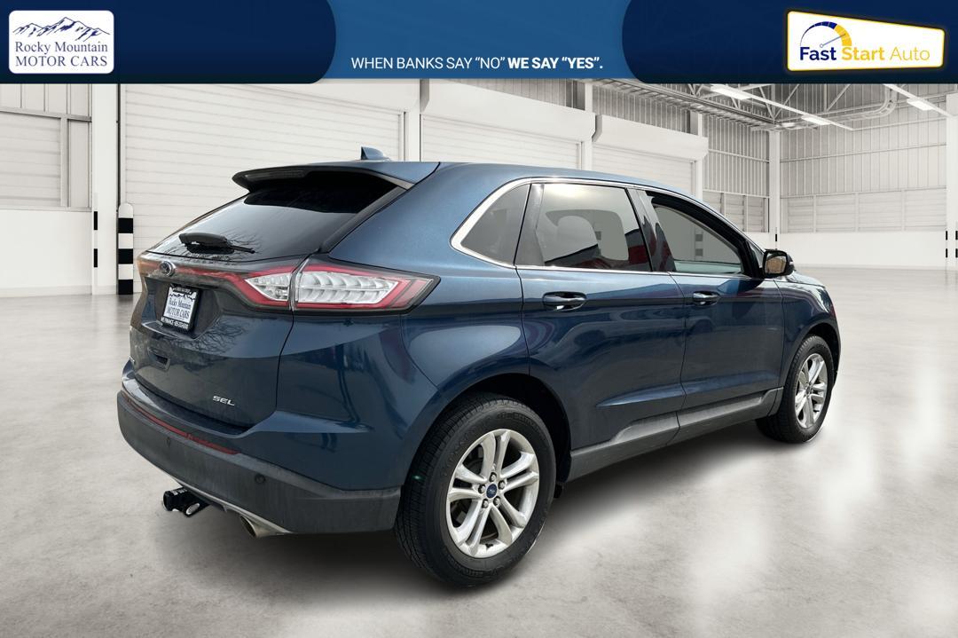 2017 Blue Ford Edge SEL FWD (2FMPK3J87HB) with an 3.5L V6 DOHC 24V engine, 6A transmission, located at 767 S State Road, Pleasant Grove, UT, 84062, (801) 785-1058, 40.354839, -111.736687 - Photo#2